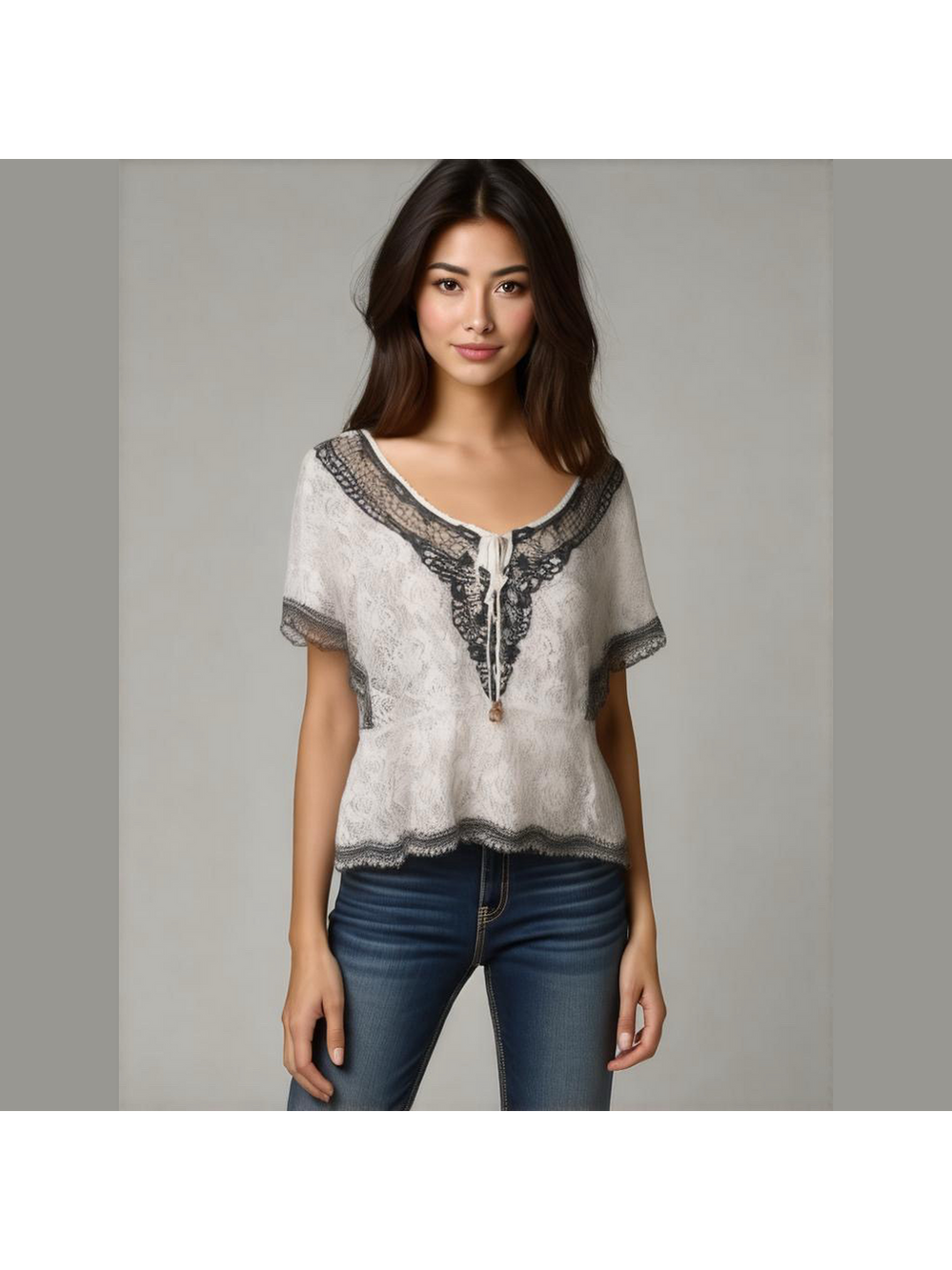Hazel Lace Babydoll Top Women Small Floral Boho Dainty Feminine Hippie Festival